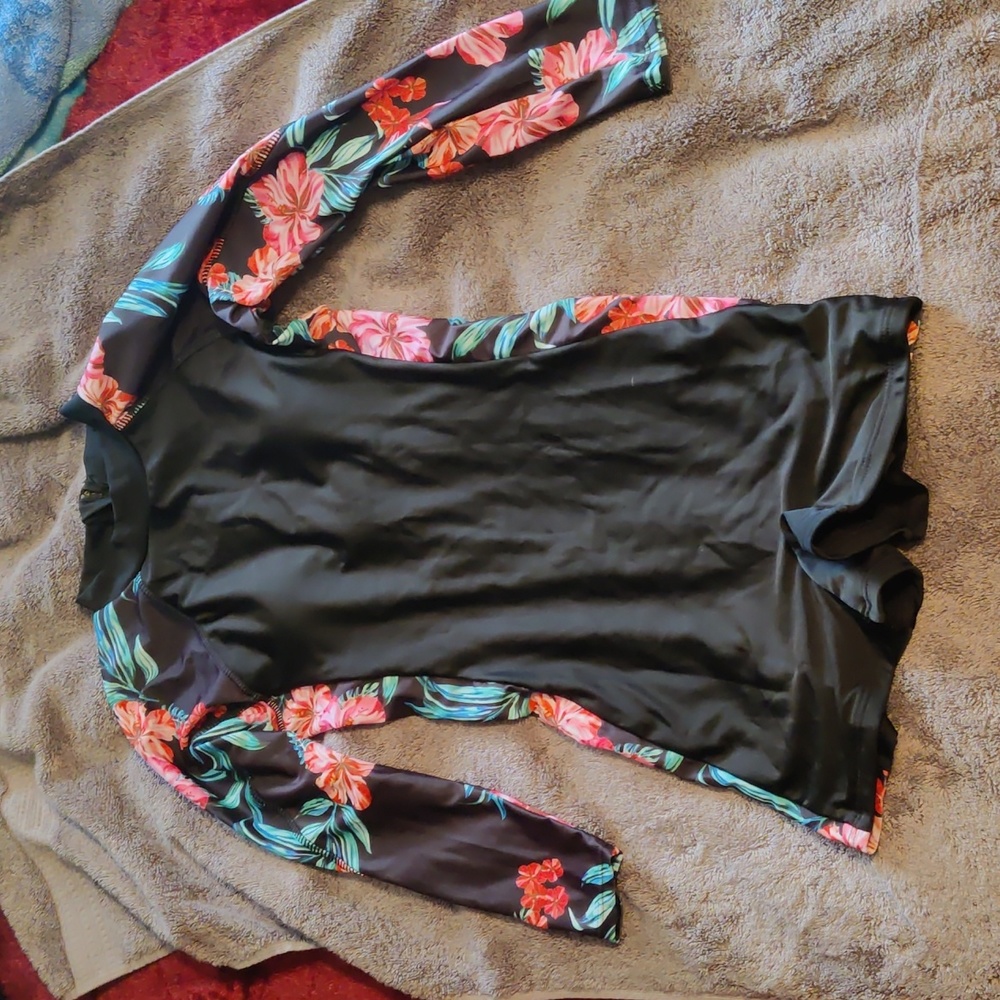 NEW!! One piece long sleeve w/shorts swim suit.
